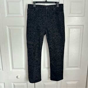Lauren Ralph Lauren Jeans Womens Petite 12P Classic Straight Flocked Damask